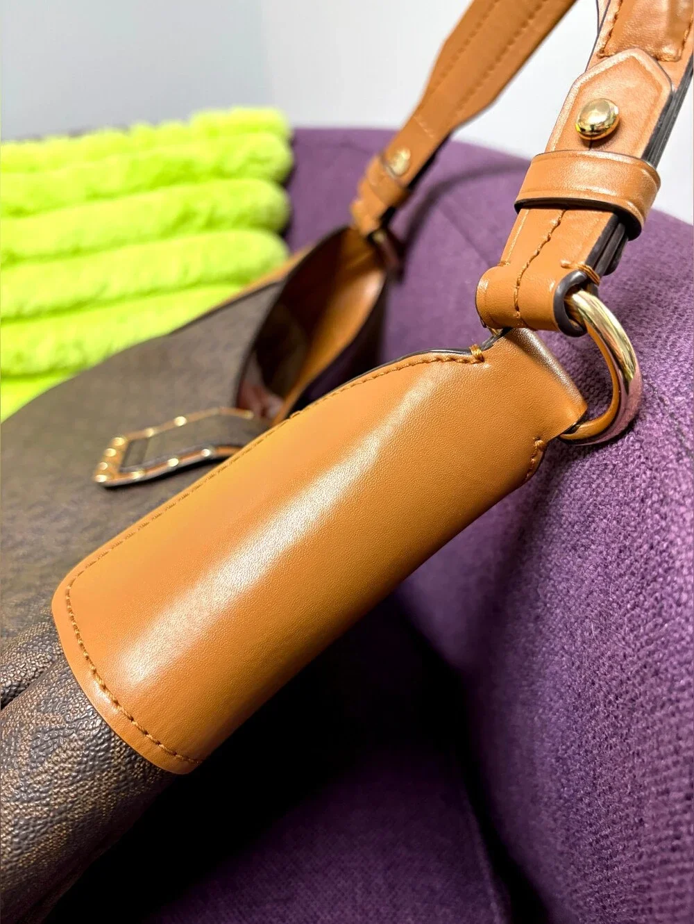 Michael Kors Brown & Tan Logo Buckle Shoulder Bag